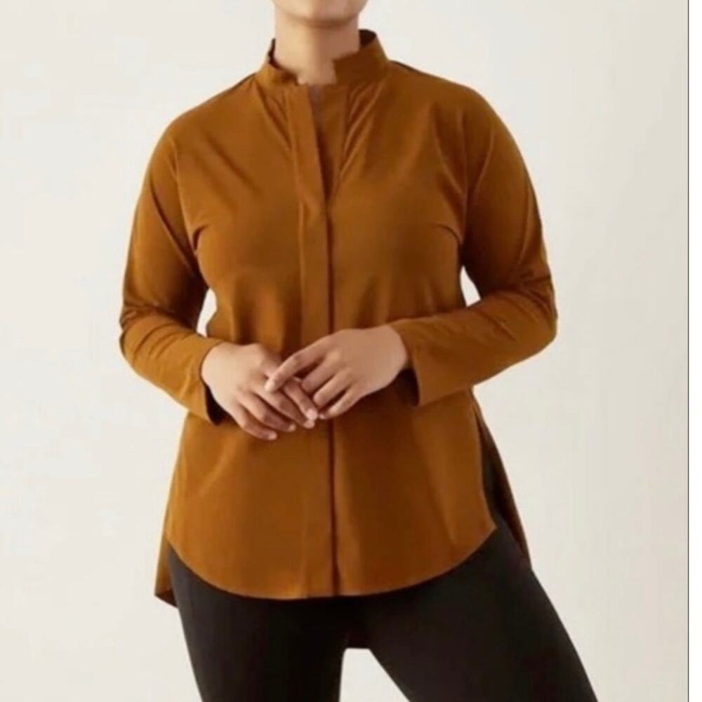 ADAY Something Borrowed Tawny Brown Minimalist Tunic High Low XS